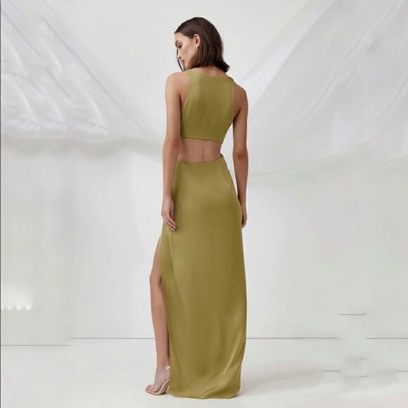 NWT LEXI marigold satin cutout maxi dress - Picture 4 of 12